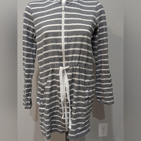 Apt 9 grey and white horizontal zip up hoodie - Picture 4 of 6